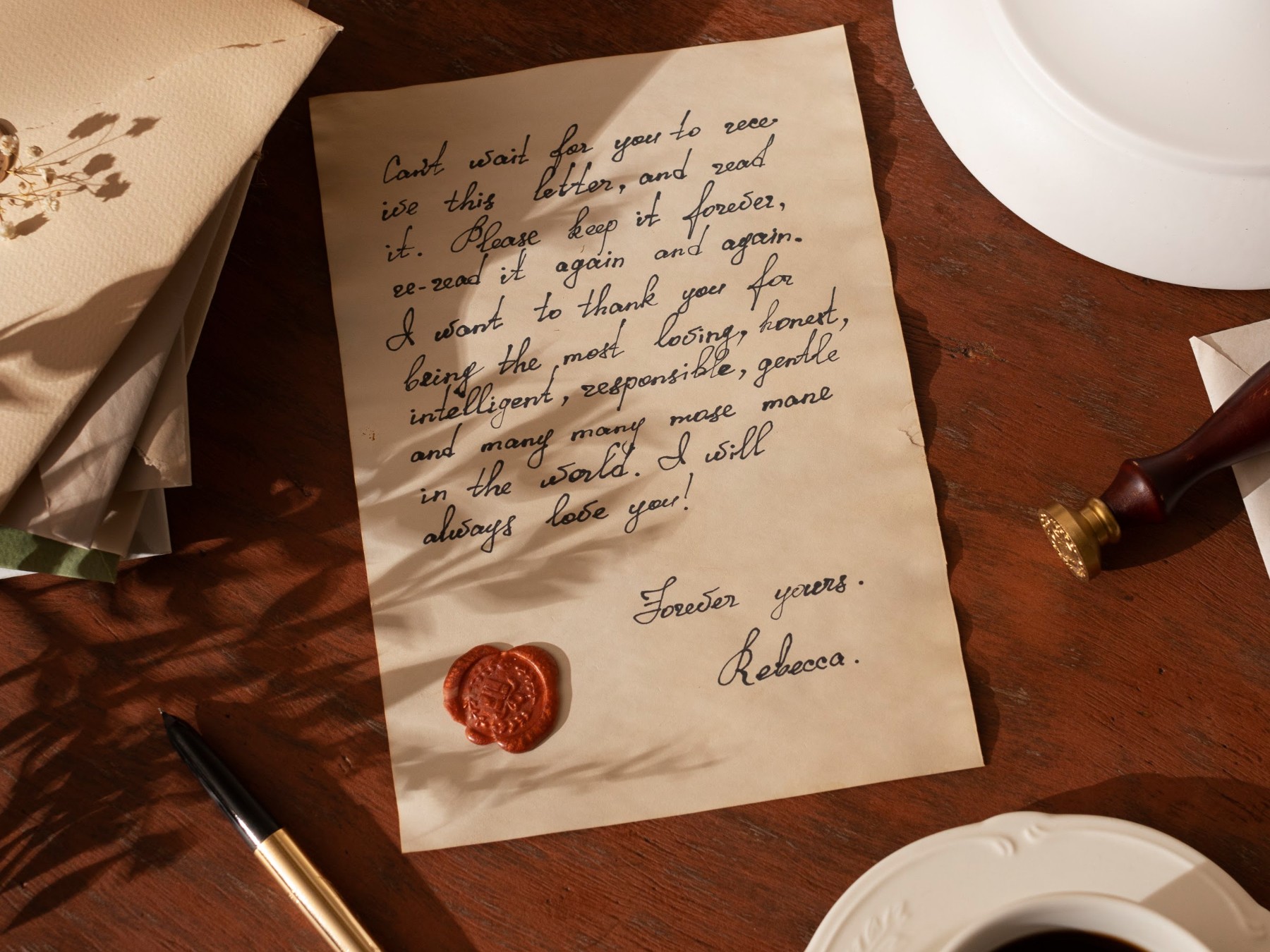 Another Story - scrittoio con lettera e ceralacca