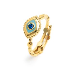 Anello con occhio con zircone blu taglia 12
