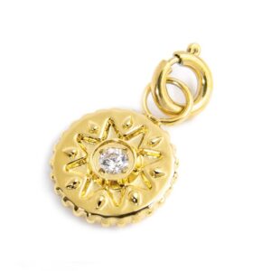 Charm medaglietta sole e cristalli