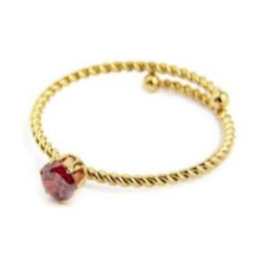 Marlù Anello con zircone 4mm taglia S oro e rosso
