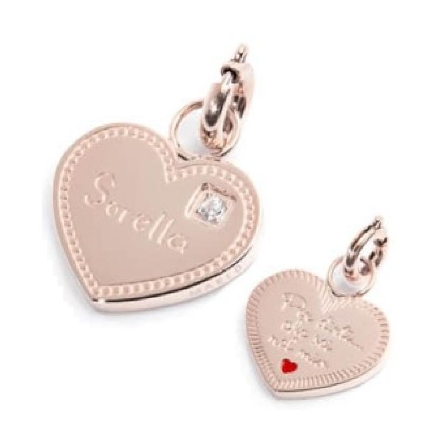 Marlù Charm cuore sorella con zircone rosé
