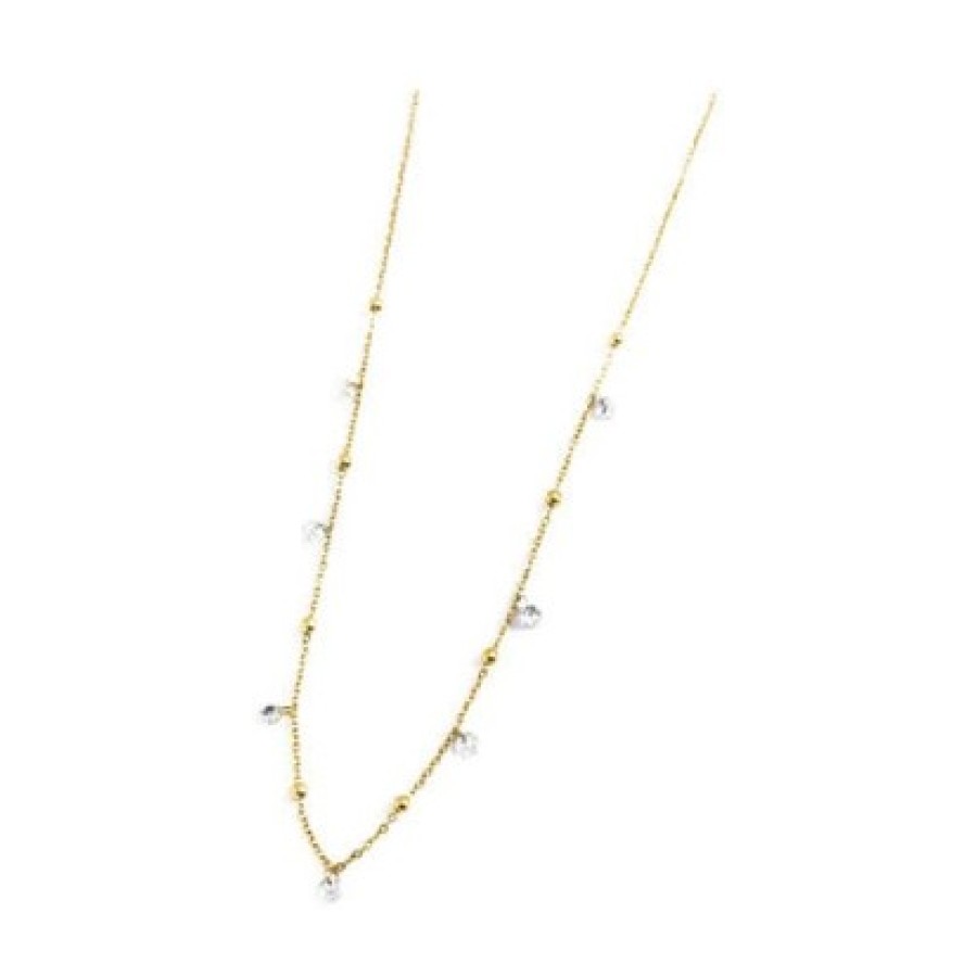 Marlù Collana con zirconi e sfere oro e bianco