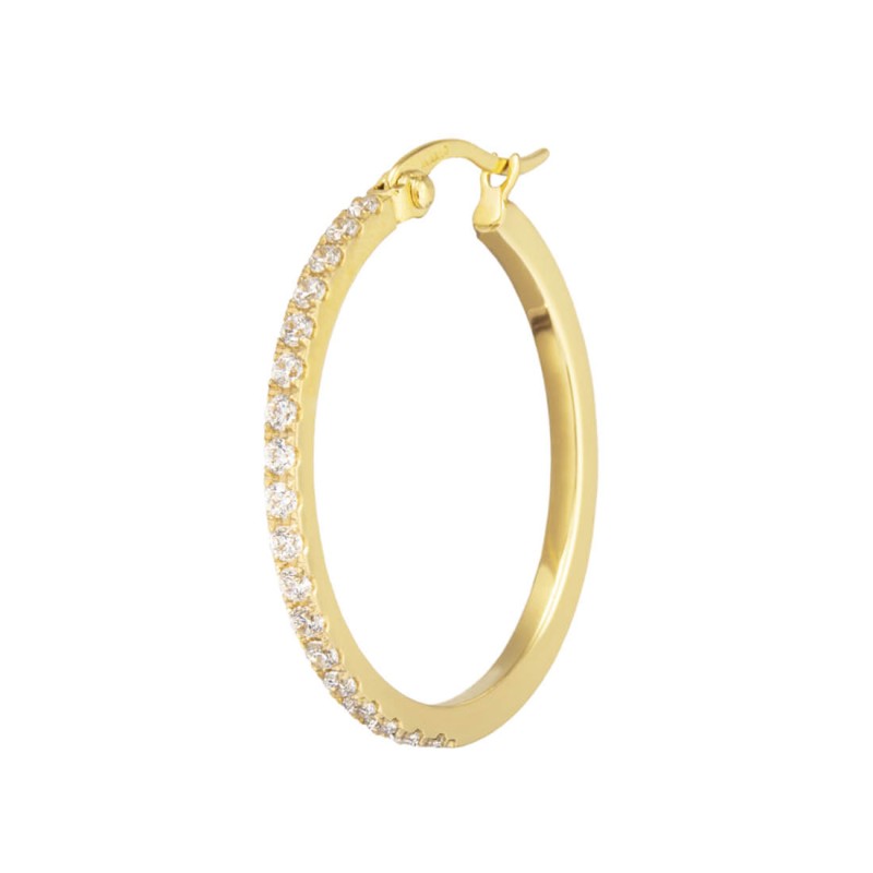 Marlù Orecchino a cerchio 2,9 cm con zirconi oro