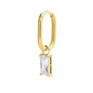 Marlù Orecchino ovale con zircone baguette oro