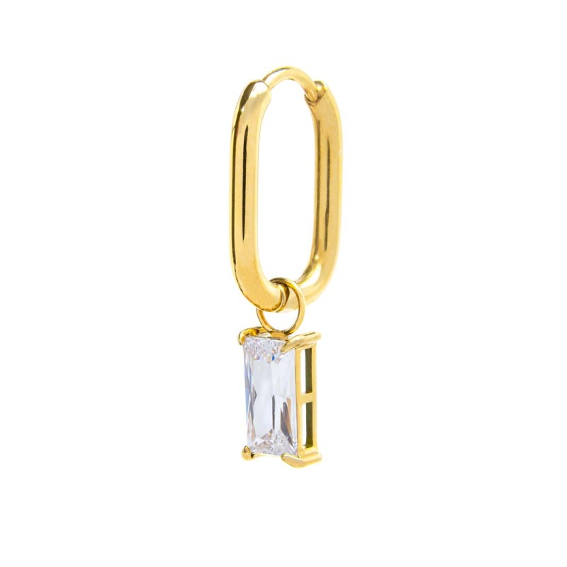 Marlù Orecchino ovale con zircone baguette