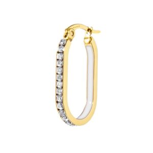 Marlù Orecchino ovale con zirconi e smalto oro